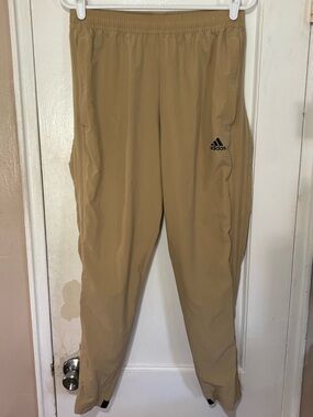 adidas Beige/Tan Athletic Track Pants with Side Pockets